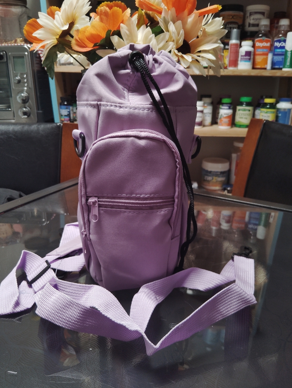 Multi-Pocket Crossbody Water Bottle Sling Bag - Pink - Picture 7 of 8